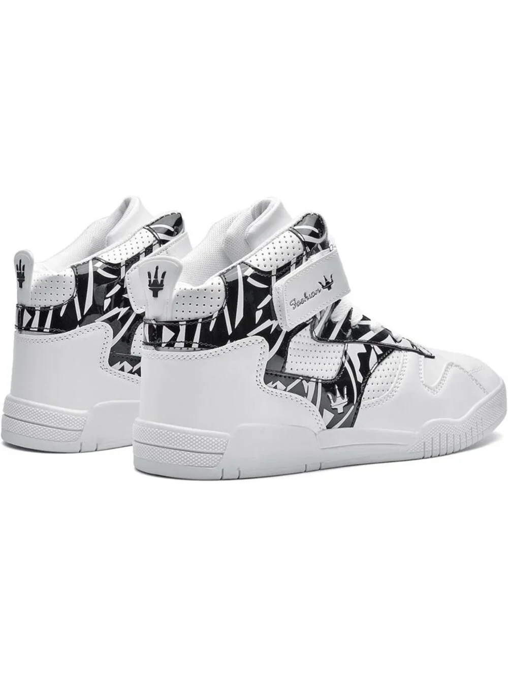Womens White Black Tennis Shoes Casual Lace Up High Top Athletic Running Sneaker